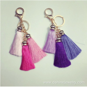 Gold Plated Tassel Designer Keychains Silk Tassels Keyring